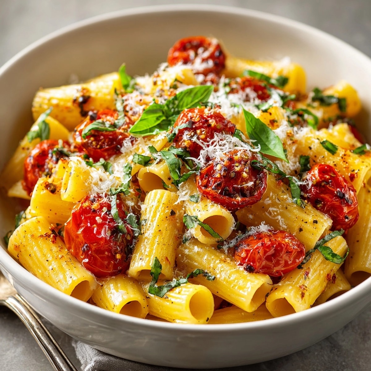One pot pasta au citron et tomates-cerises, un délice simple et parfumé pour un dîner rapide.