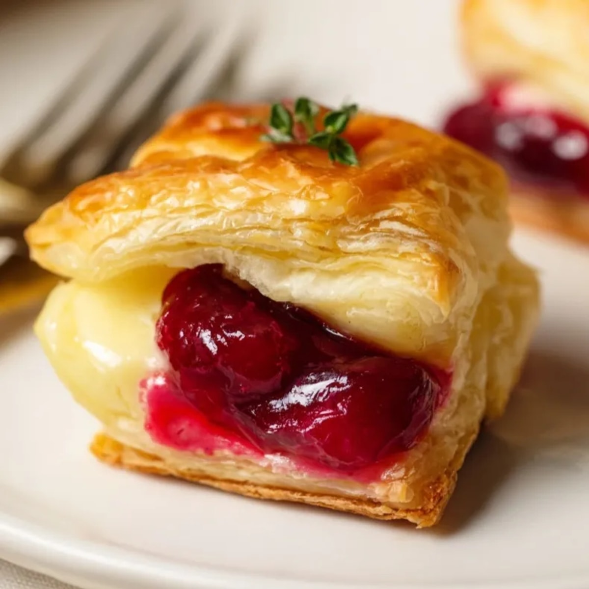 Golden Brie & Cranberry Puff Pastry Bites, warm, flaky, and ready for sharing.