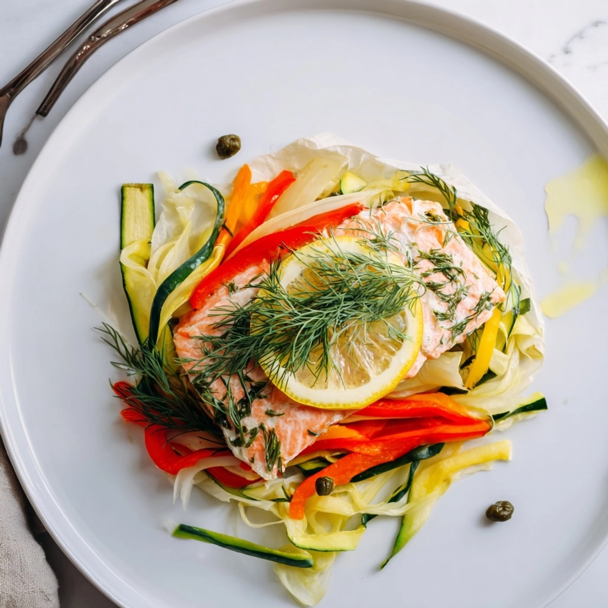 Saumon en papillote au four : un dîner sain, savoureux et joliment présenté dans du parchemin.