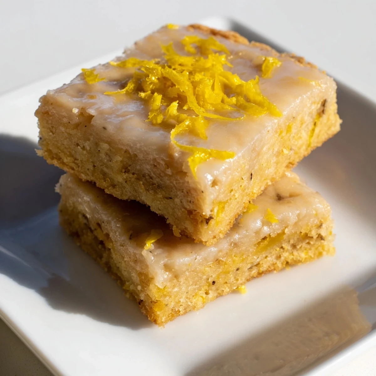 Barres de cookies au citron provençal, délicatement glacées pour un dessert rafraîchissant.