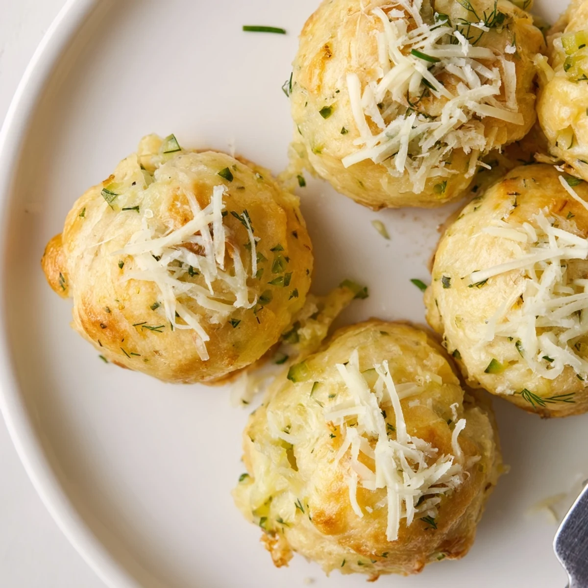 Bouchées de gougères légères et fromagées, garnies de pickles, idéales pour les apéritifs.