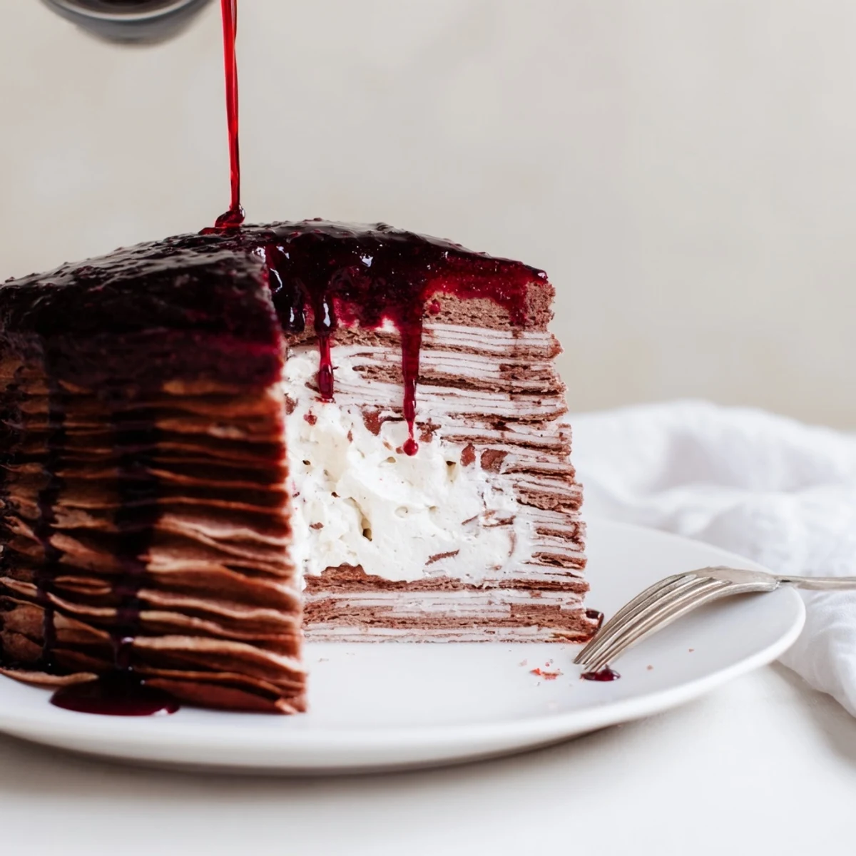 Layers crêpes vin rouge soda