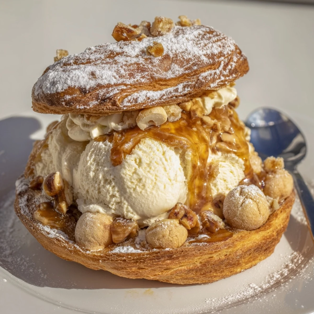 Délicieuse pâtisserie au choux remplie de glace au soda gingembre et sirop zesty.  