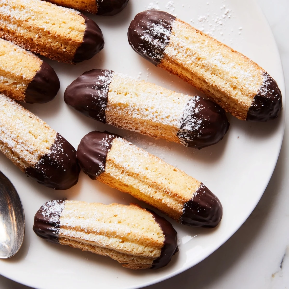 Délicieusement dorés, ces bâtonnets de madeleine sont parfaits pour tremper dans du chocolat.