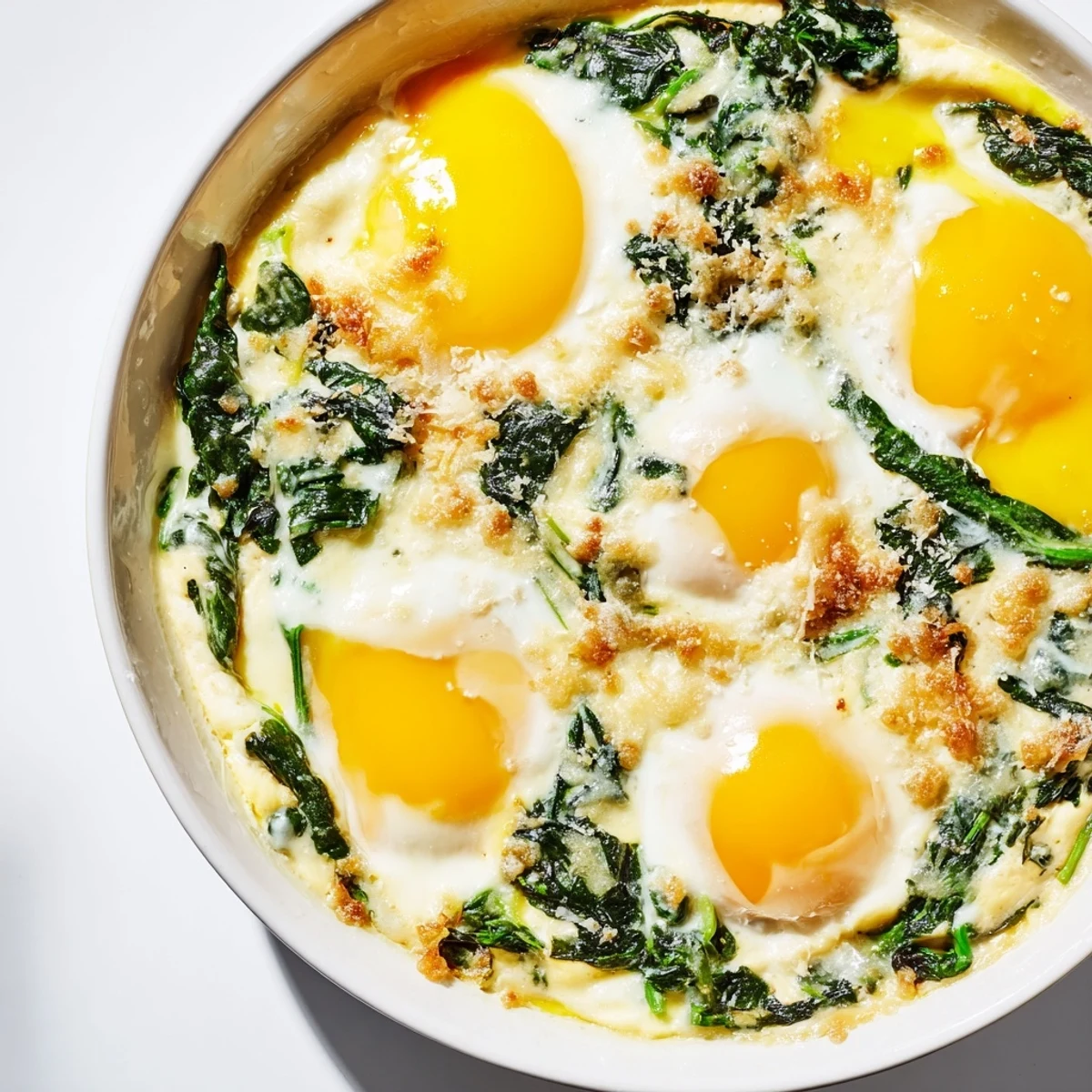 Gratin crémeux épinards oeufs