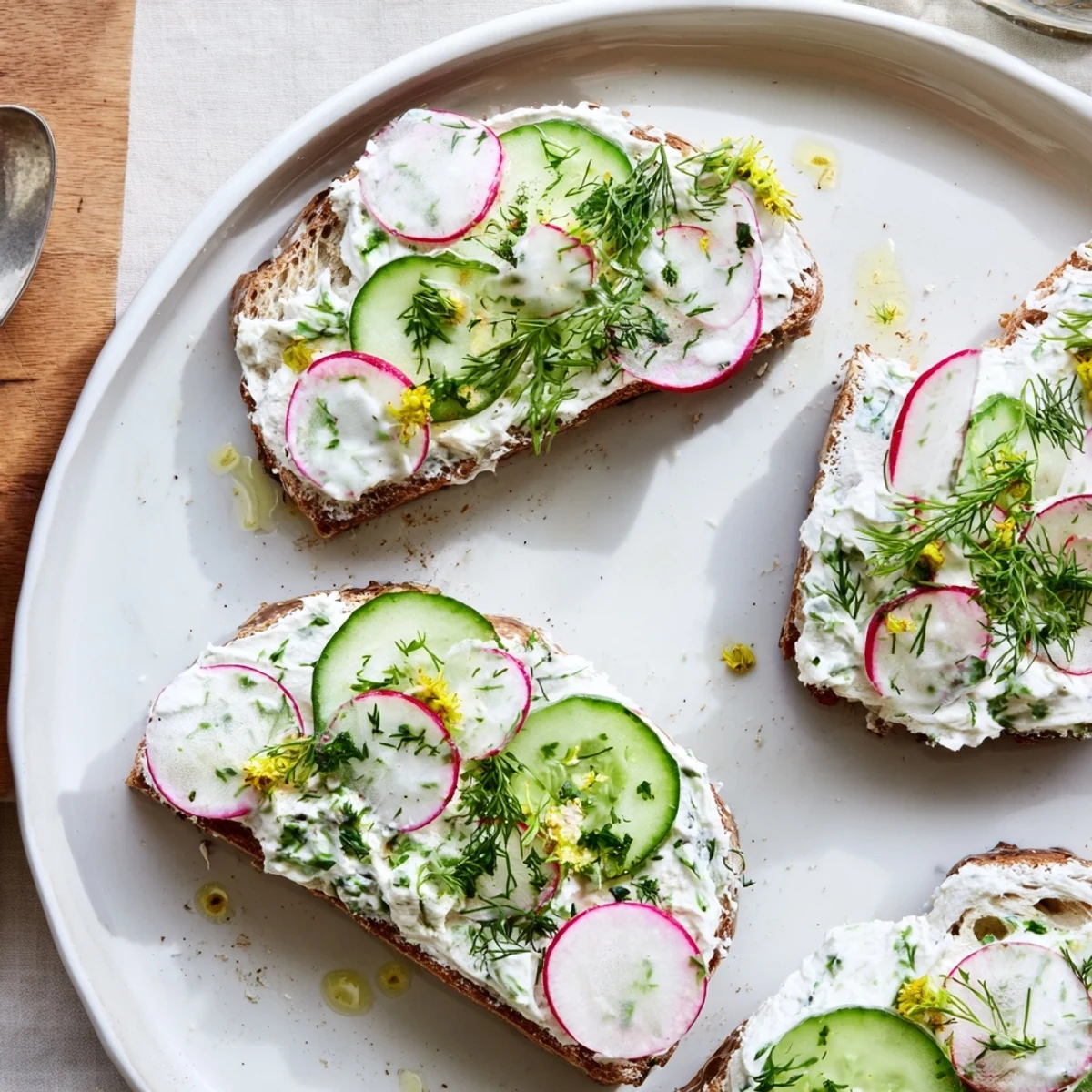 Tartines crémeuses aux herbes