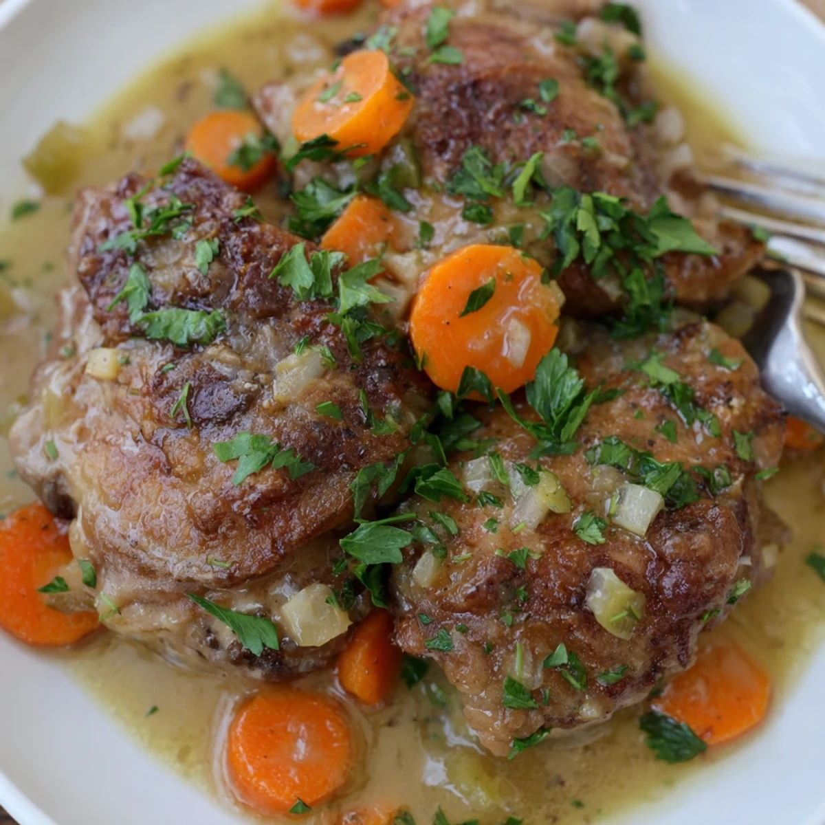 Poulet tendre mijoté dans une sauce à la bière savoureuse et aromatique.