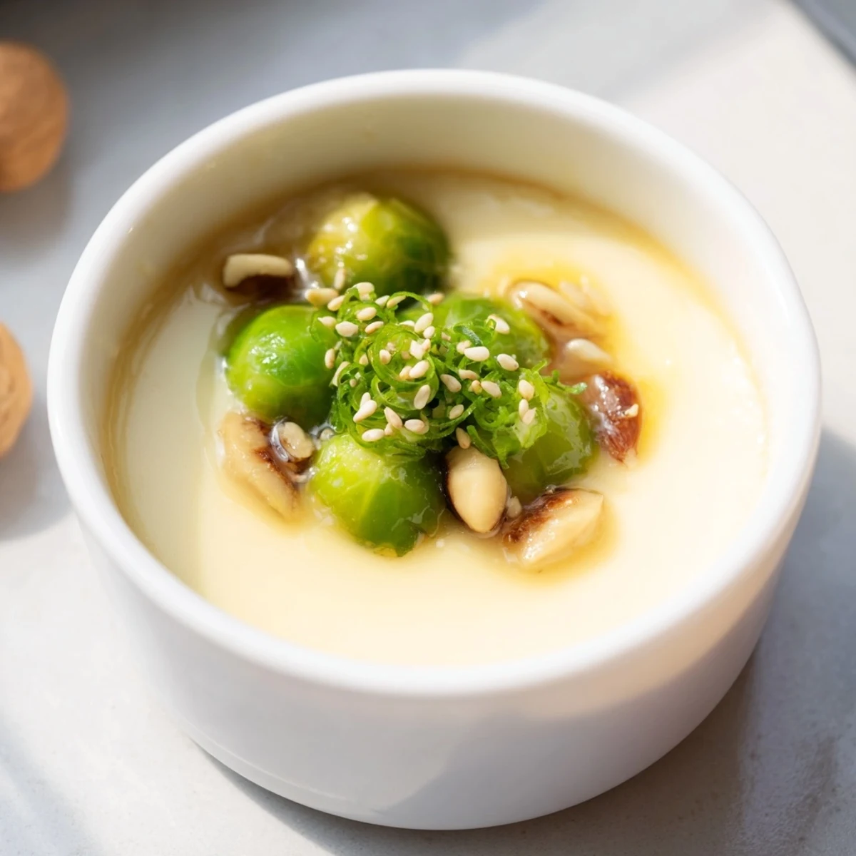 Here are the 3 ALT texts for the Brussels Sprouts and Chestnut Chawanmushi recipe: