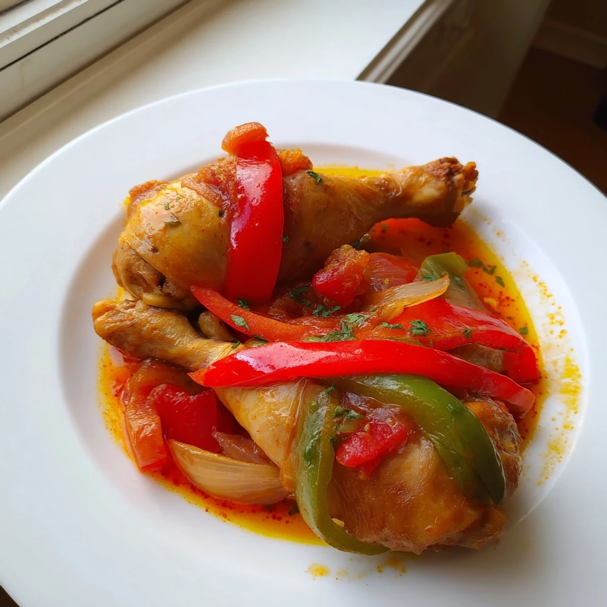 This flavorful Poulet Basquaise recipe presents the rustic beauty of a French Basque dish.