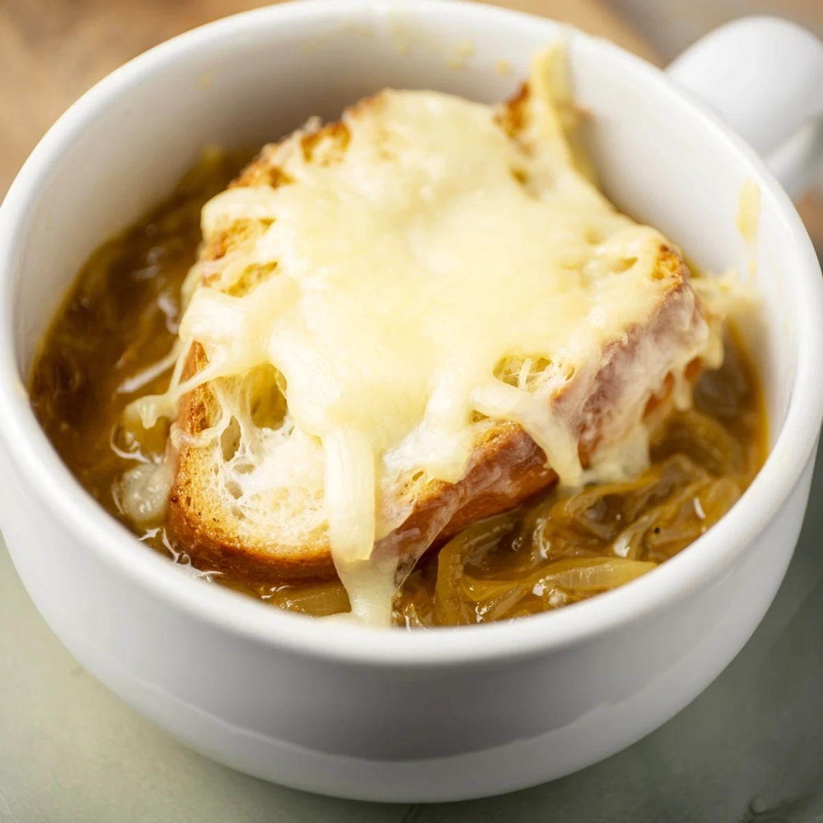 Golden French Onion Soup, with crusty bread and bubbly cheese, offers a comforting, budget-friendly meal.