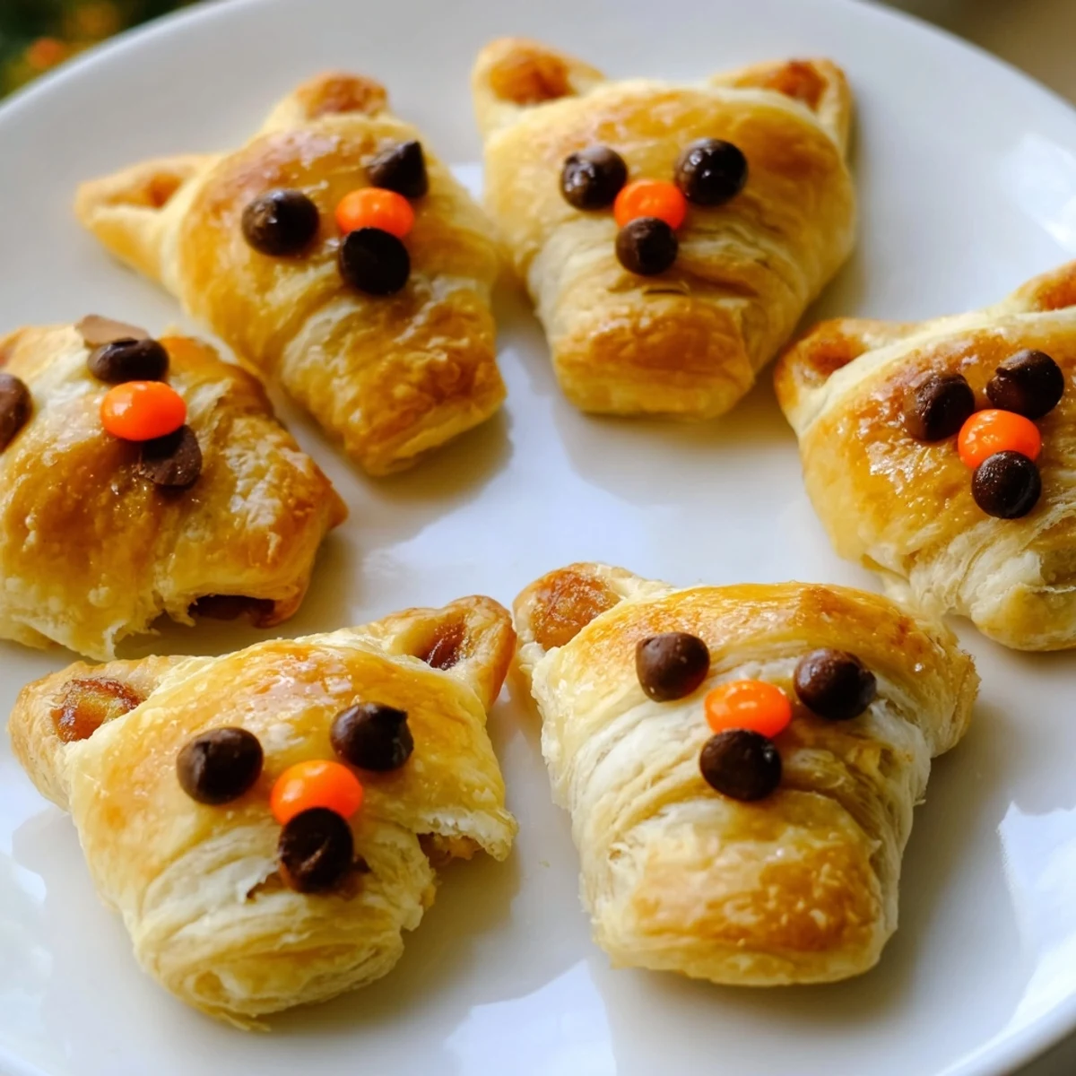 Golden-baked Autumn Harvest Fox-Shaped Bites, with a glistening pastry crust and fruity filling, ready to serve.
