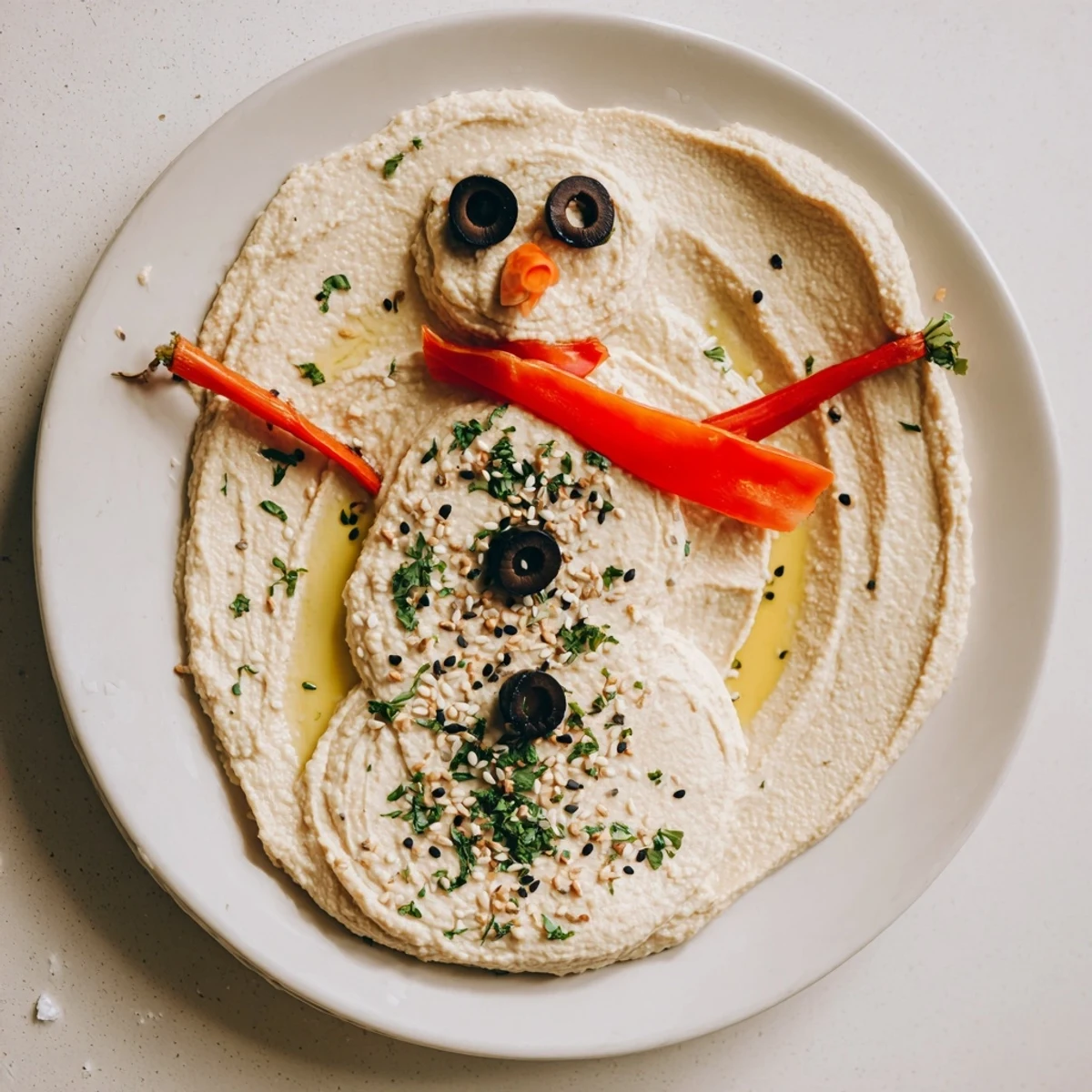 Melted Snowman Hummus Platter