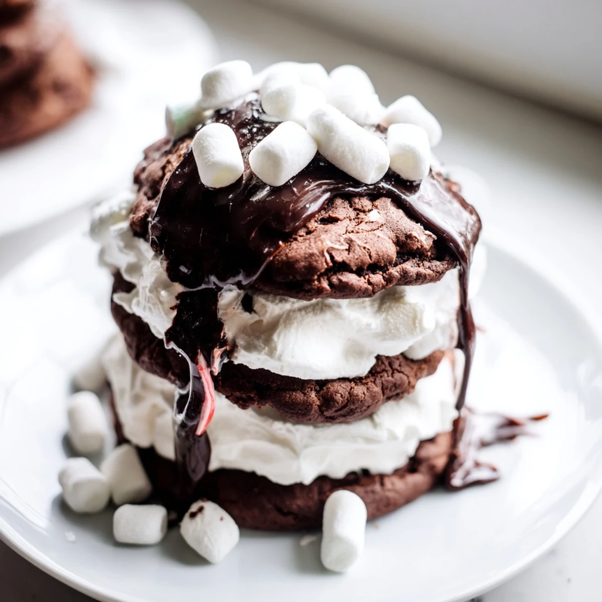 Gâteau empilé chocolat guimauve