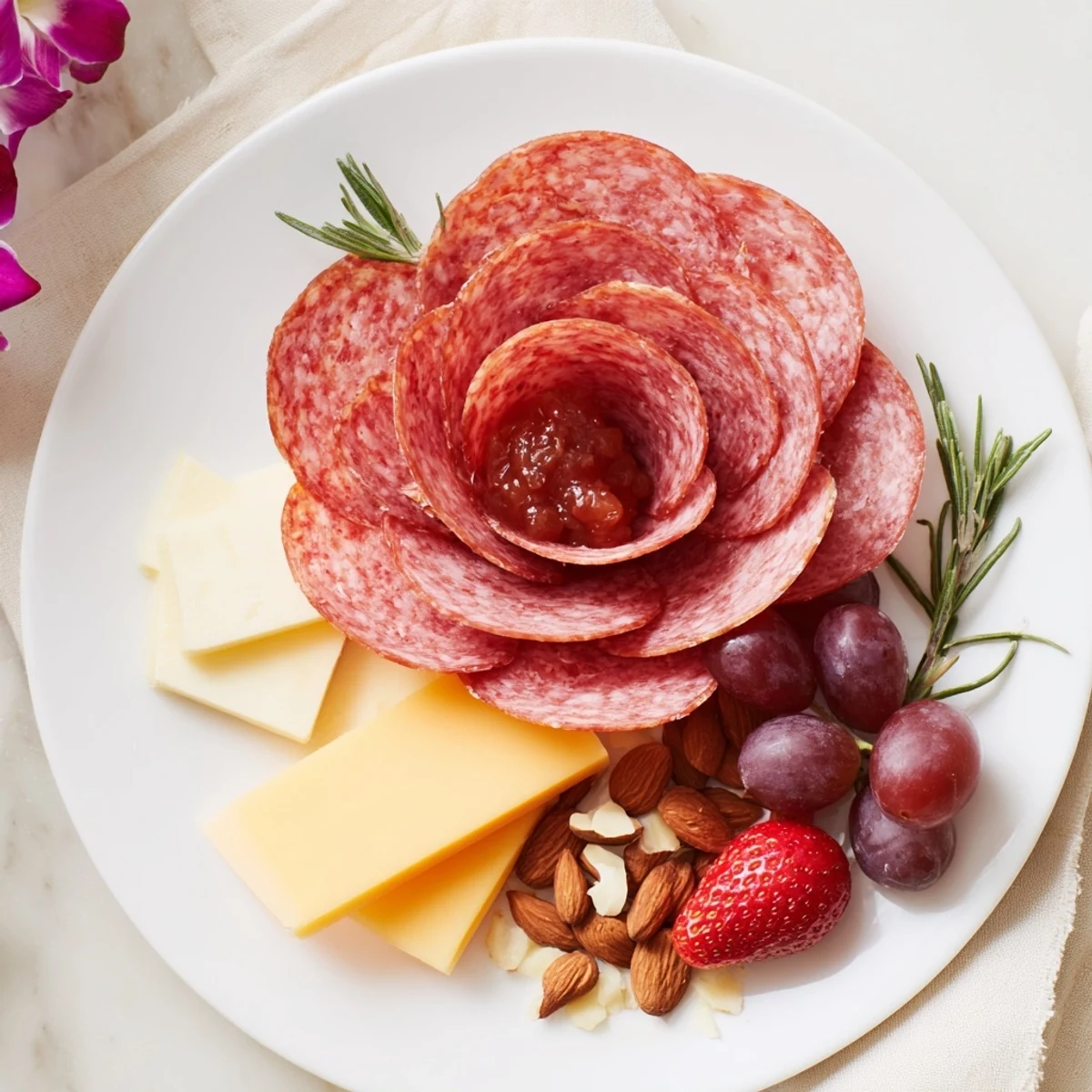 Salami rose charcuterie board