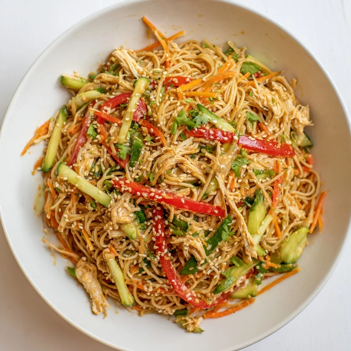 Chilled Chicken Noodle Salad: A vibrant photo showing fresh ingredients ready for this cool Asian-inspired meal.