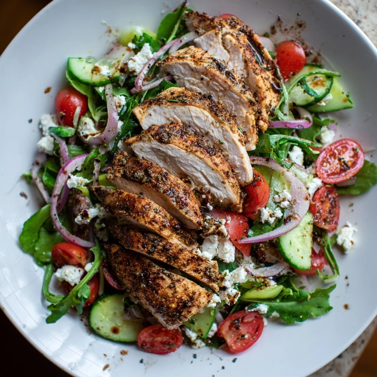 Poulet sauté salade fraîche