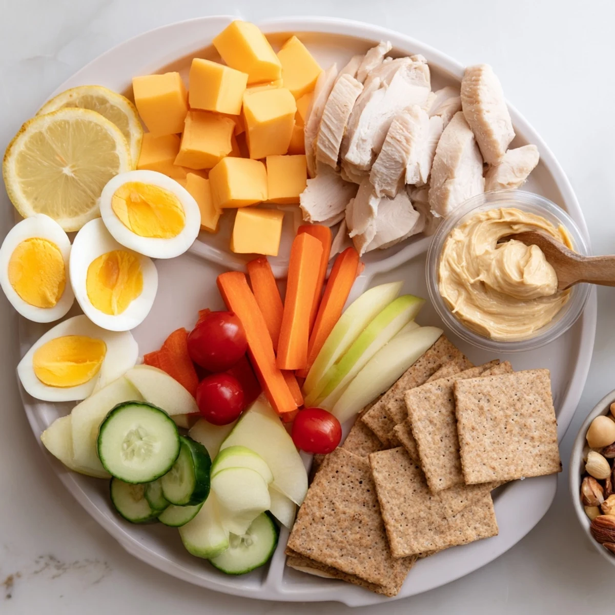 Here are the three ALT texts for the protein snack boxes: