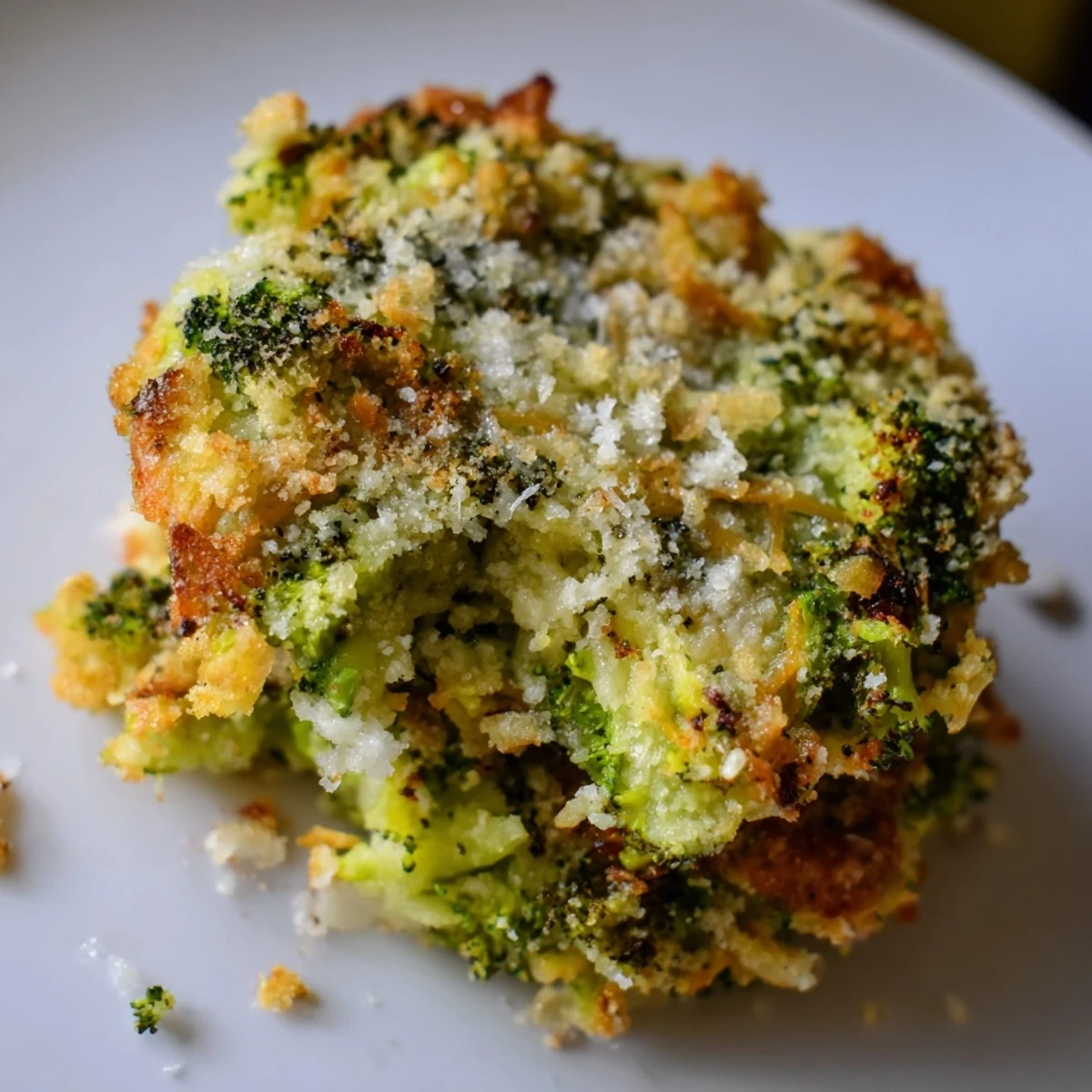 A close-up of delicious Cheesy Broccoli Patties: golden, pan-fried, and ready to enjoy with a meal.