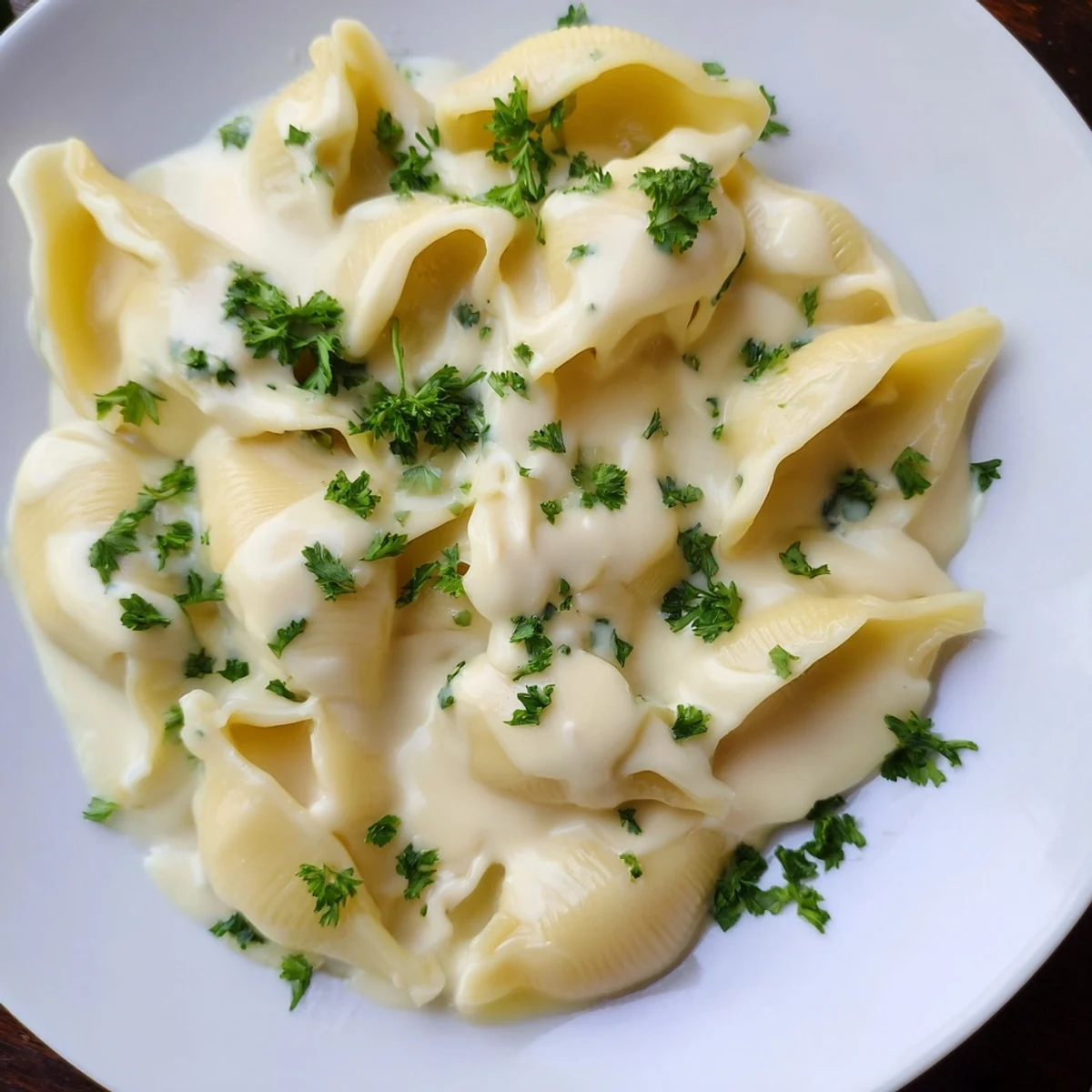 This high-protein mac & cheese features a velvety cottage cheese sauce, ready to serve.