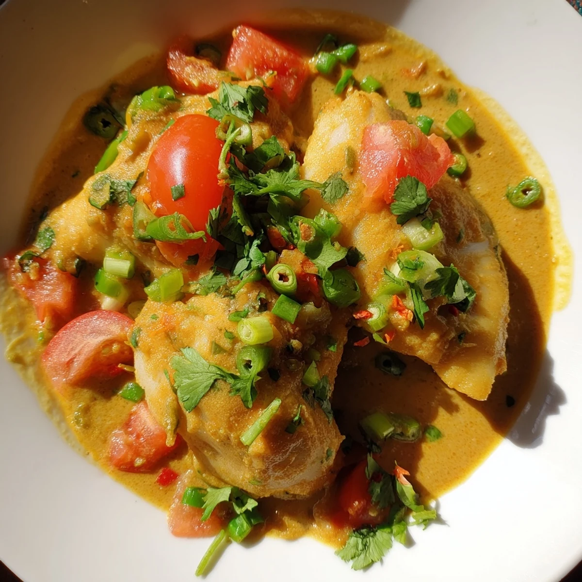 A steaming bowl of Bahraini Fish Curry, garnished with cilantro, a comforting Middle Eastern dish.