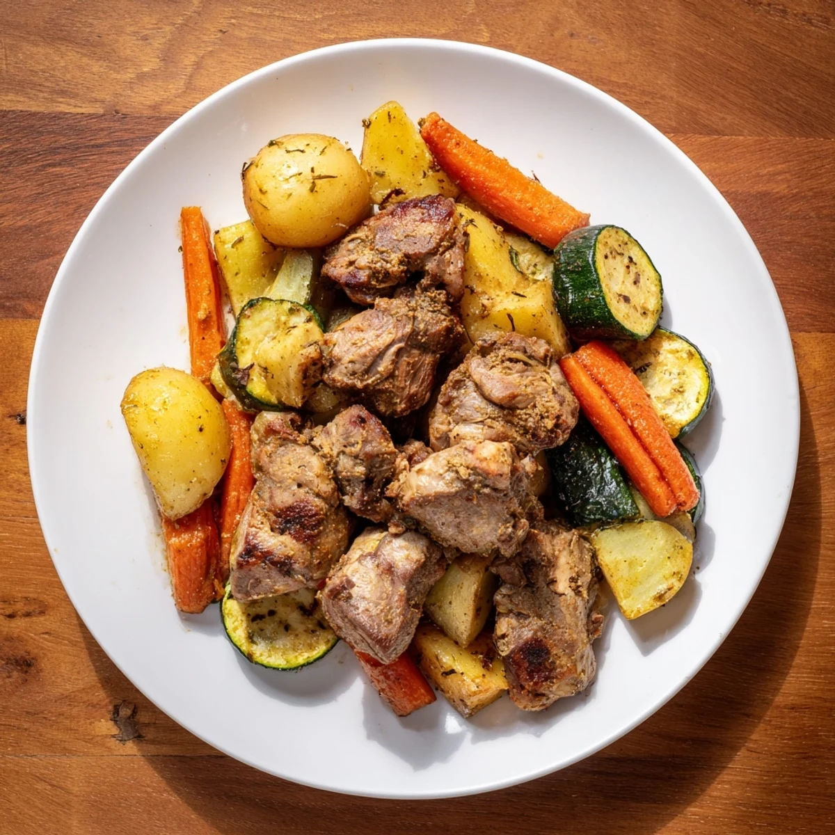 A vibrant photo showcases the smoky, flavorful Jordanian Zarb, with tender meat and colorful vegetables.