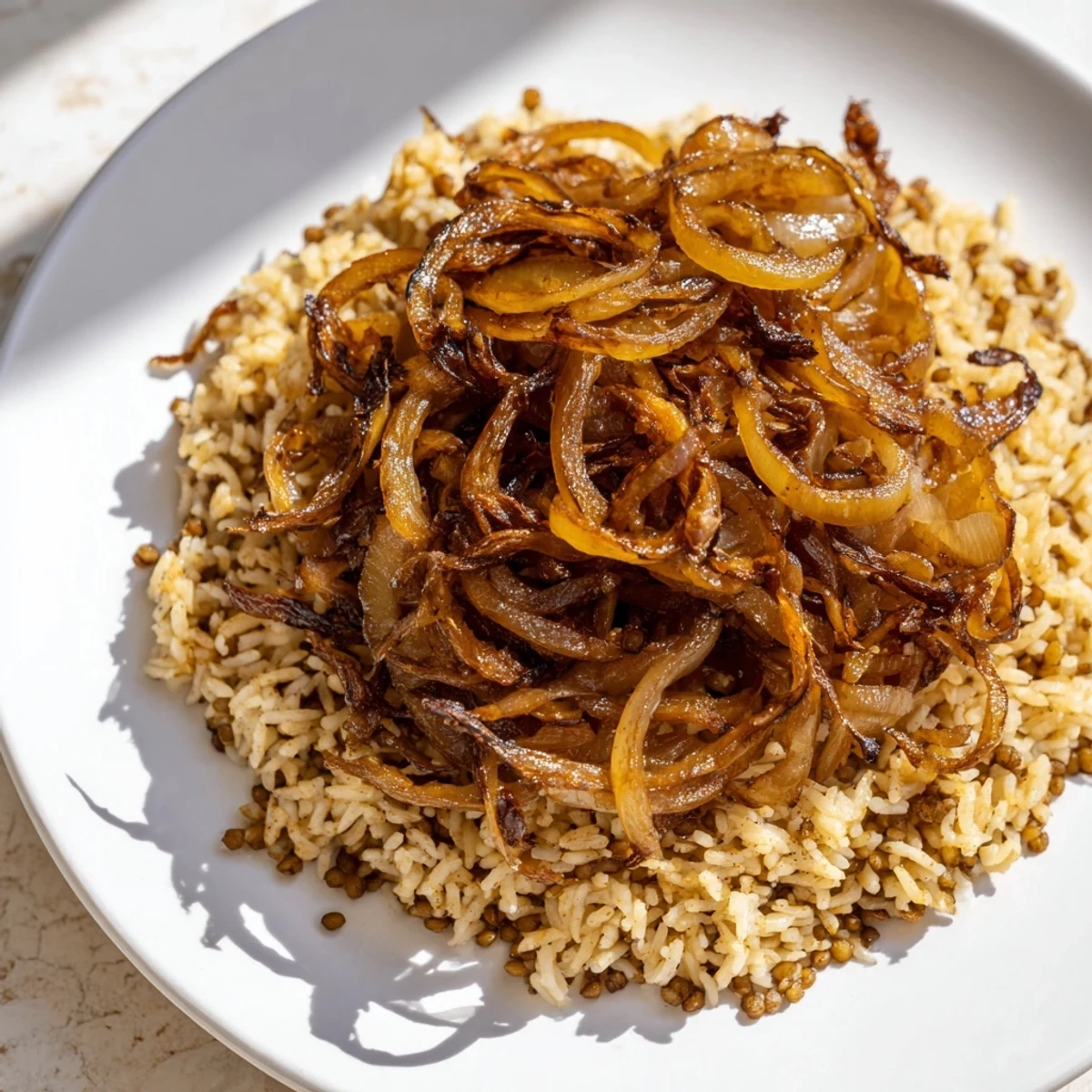 Mjadra lentilles riz oignons