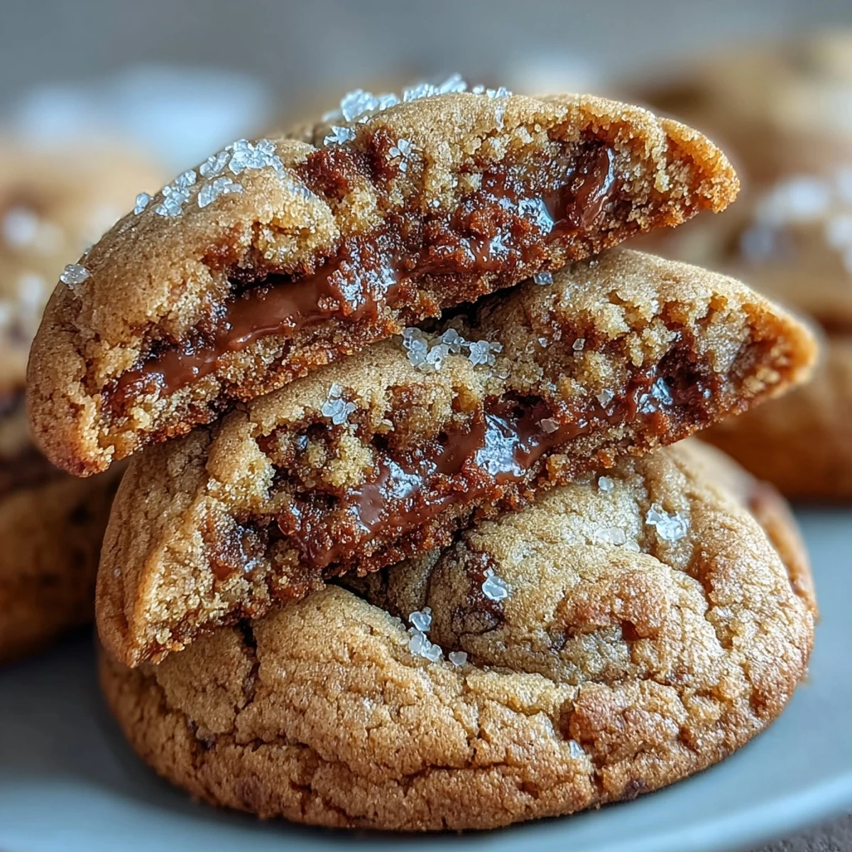 Frais, juste sortis du four, ces cookies Hojicha et beurre noisette présentent une belle couleur dorée et une texture croustillante aux bords tout en restant moelleux au centre.