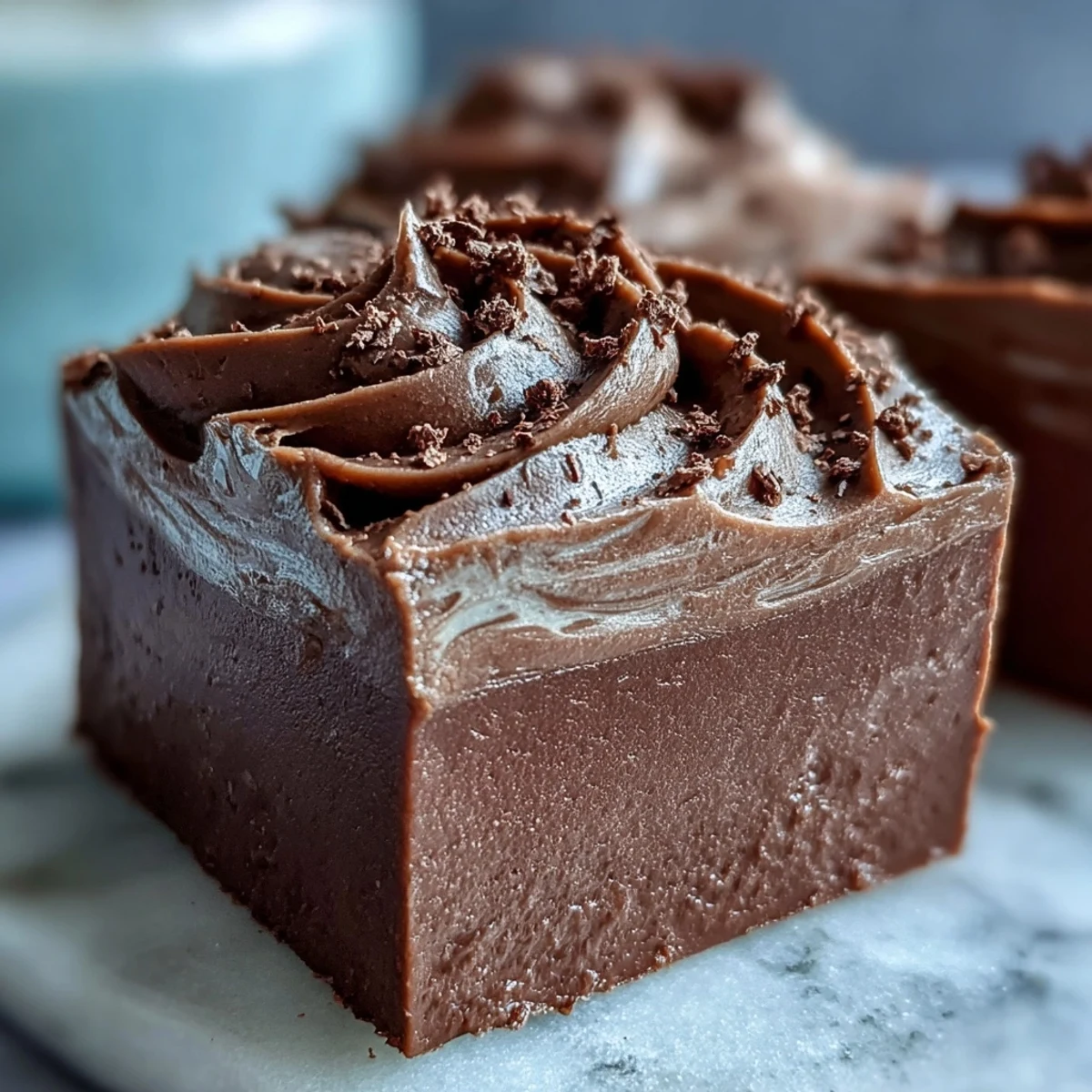 Un doux bloc de Hojicha Fudge au parfum de thé vert rôti, coupé en carrés.