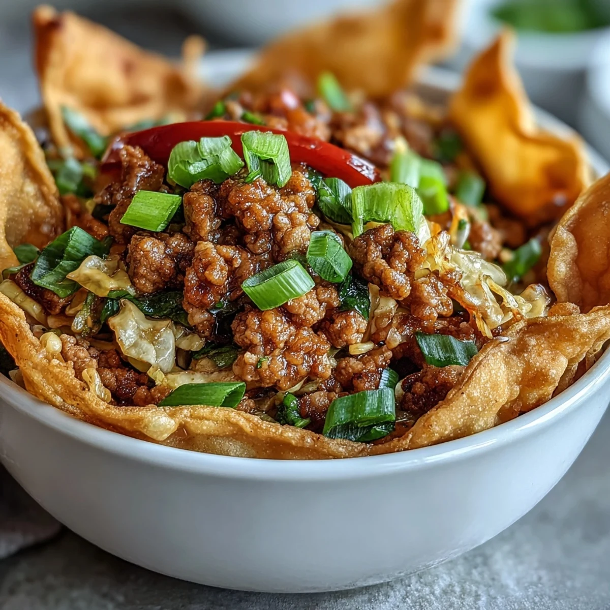 Assiettes de Ranch Turkey & Veggie Egg Roll Bowls fumantes avec légumes croquants et sauce crémeuse