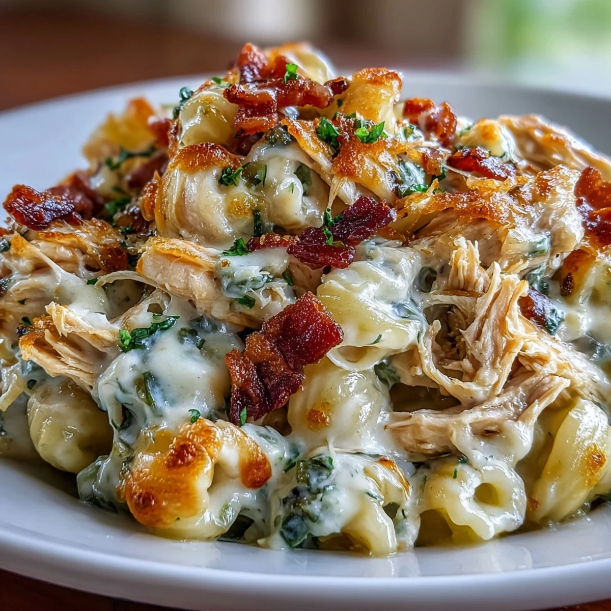 Easy weeknight Creamy Jalapeño Popper Chicken Pasta with smoky bacon, tender chicken, and creamy sauce