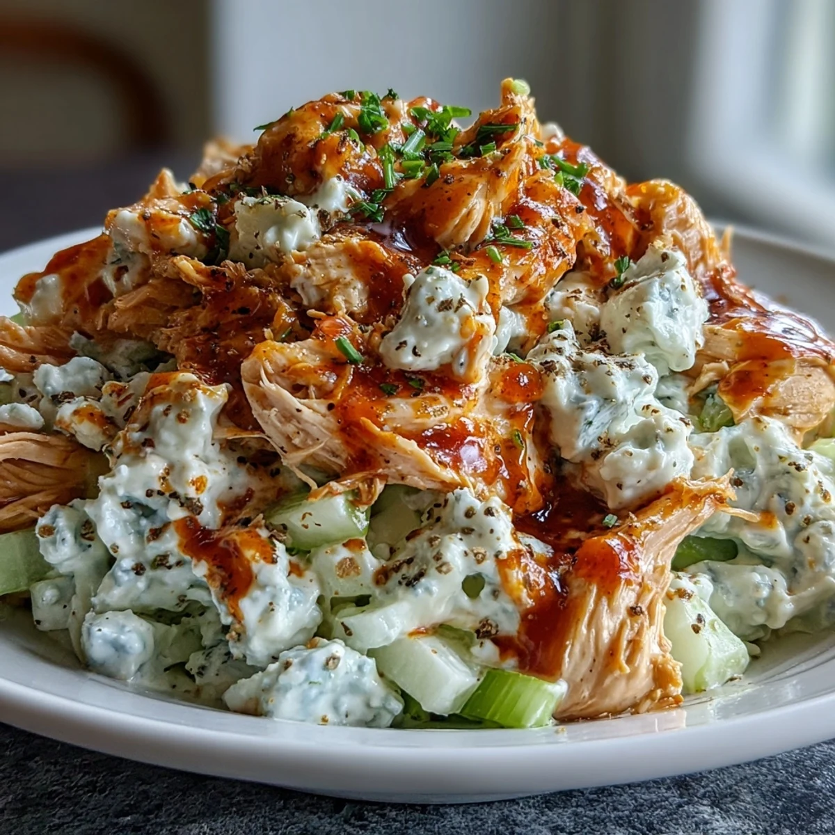 Duo de texture entre poulet juteux et fromage crémeux, relevé par une sauce buffalo piquante et une pointe de citron.