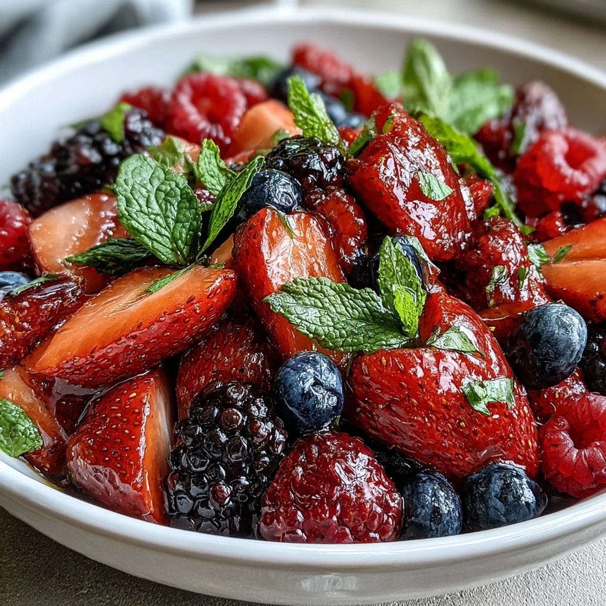 Salade de baies fraîches menthe