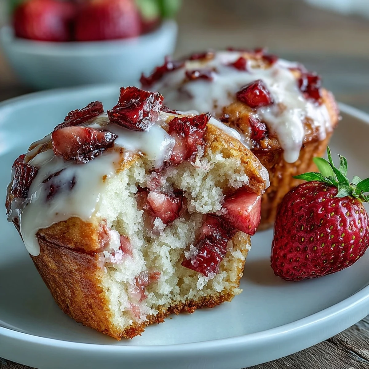 Délicieux muffins aux fraises et yaourt grec, moelleux et parfumés, à déguster à tout moment de la journée.