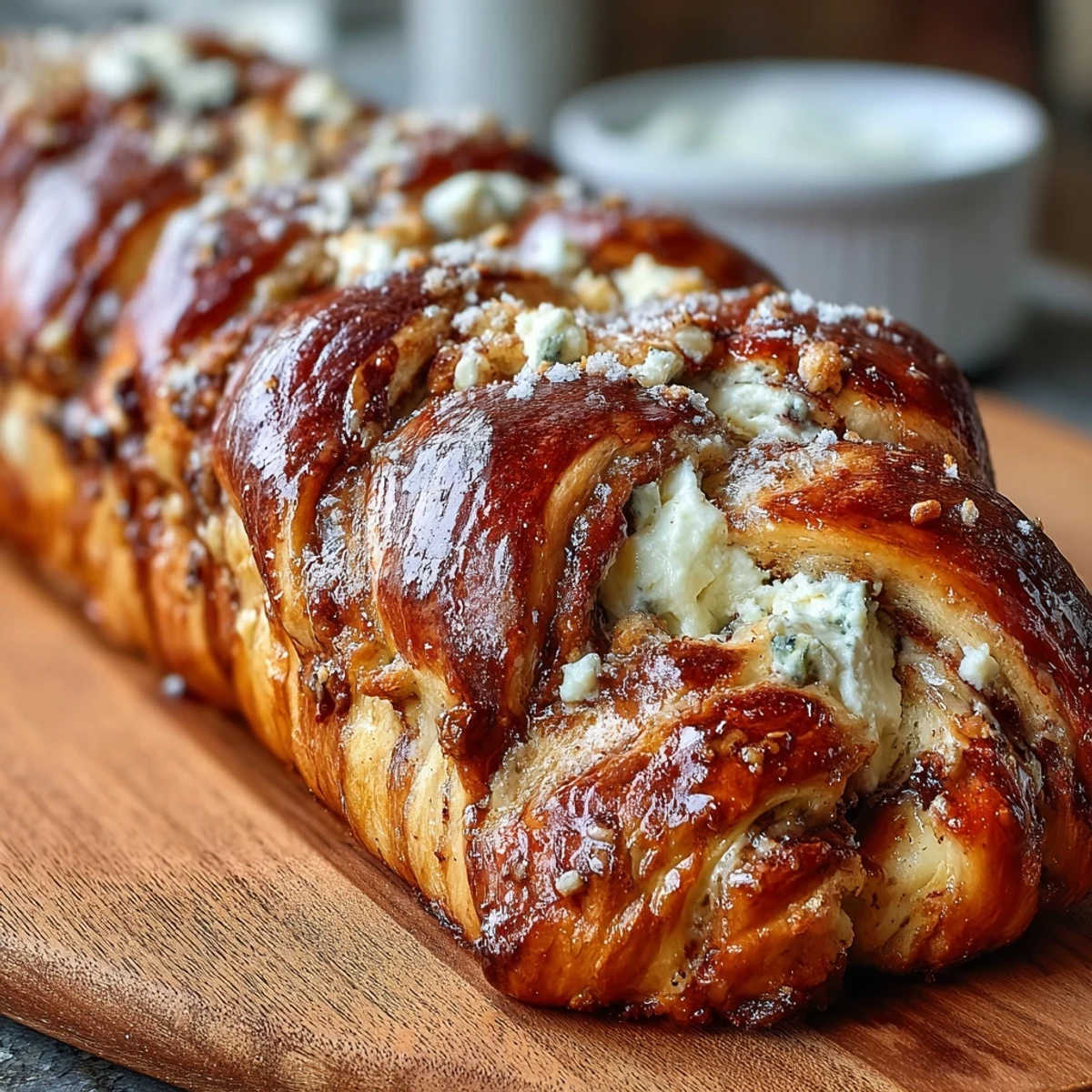 Braid de fête fourré au fromage à la crème citronnée, parsemé de sucre coloré pour un dessert festif.