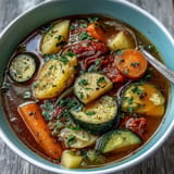 Savourez cette Simple Provencal Vegetable Soup au petit goût des herbes de Provence réconfortantes.