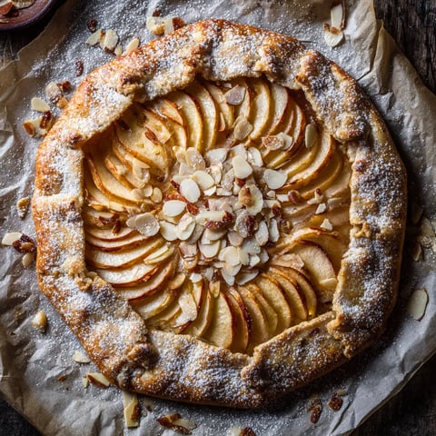 Une tarte aux pommes est sur une feuille de papier.