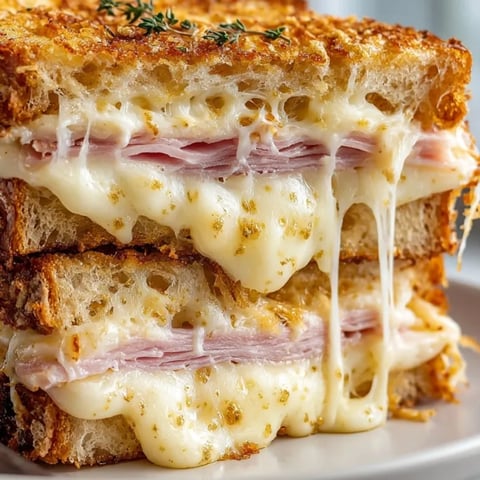 Délicieux Croque Monsieur abordable, doré et au fromage fondant, prêt pour un déjeuner français facile.