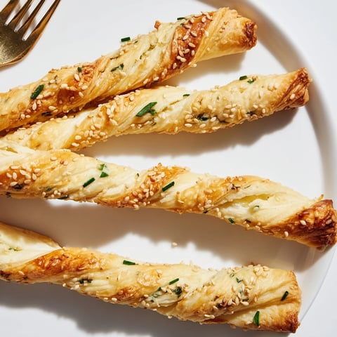 Sablé twists are golden, flaky bites filled with creamy vegan Camembert cheese.  