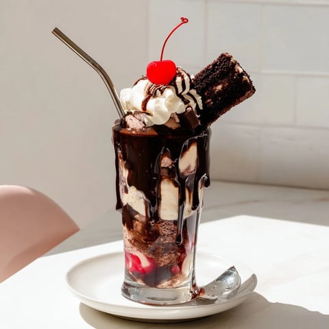 Soda float de vacances Silly Bûche de Noël avec glace chocolat et vanille