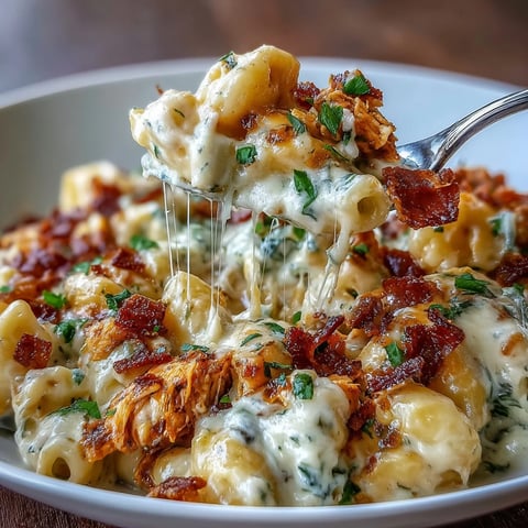 Creamy Jalapeño Popper Chicken Pasta served hot with crispy bacon and melted cheddar garnish