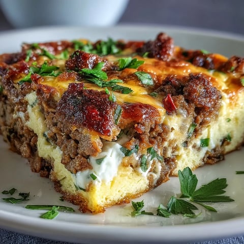 Casseroles de petit-déjeuner keto aux saucisses et aux œufs avec poivrons dorée au four, garnie de fromage fondant