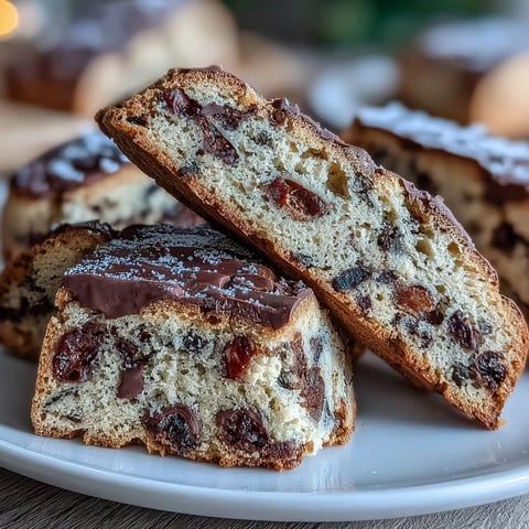 Biscotti croustillants deux fois cuits aux écorces d'orange confites et chocolat noir, parfaits pour tremper dans le café.