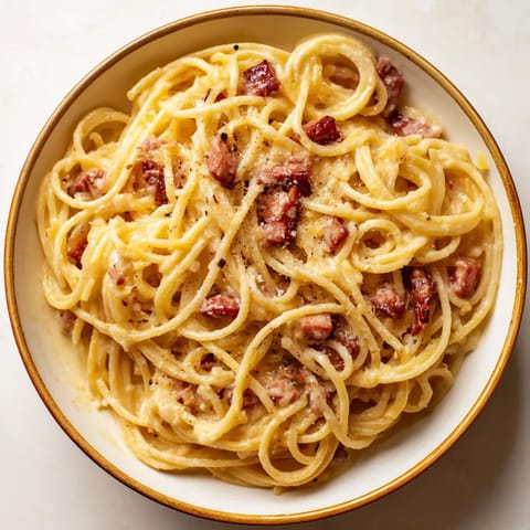Une assiette de spaghetti avec des morceaux de viande.
