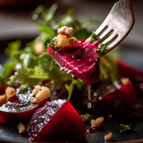 Une assiette de salade contenant des légumes et des noix.