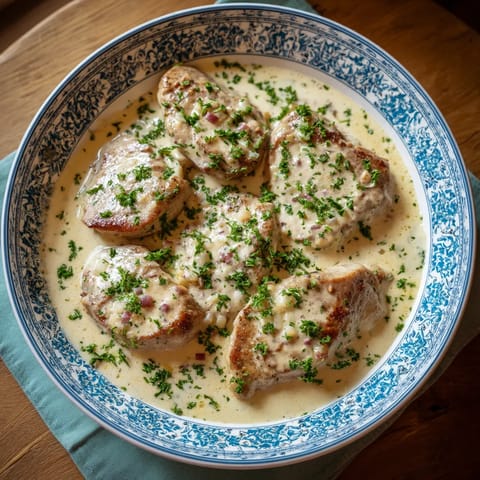 Une assiette de nourriture avec des chops de poulet et des légumes.