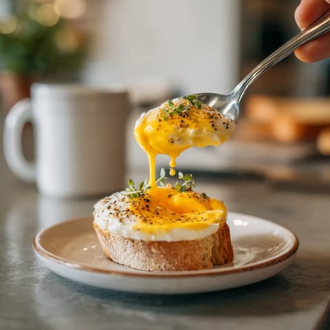 Une personne qui tire une fourchette vers un oeufs brouillés.