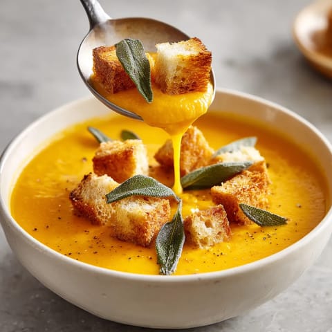 Une soupe chaude est servie dans un bol en verre.