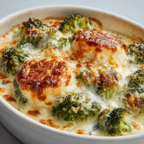 Une casserole de brocoli et de fromage.