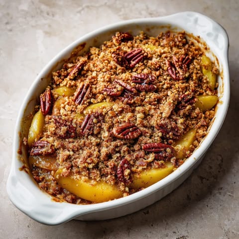 Une casserole de fruits et de graines est servie dans un bol blanc.
