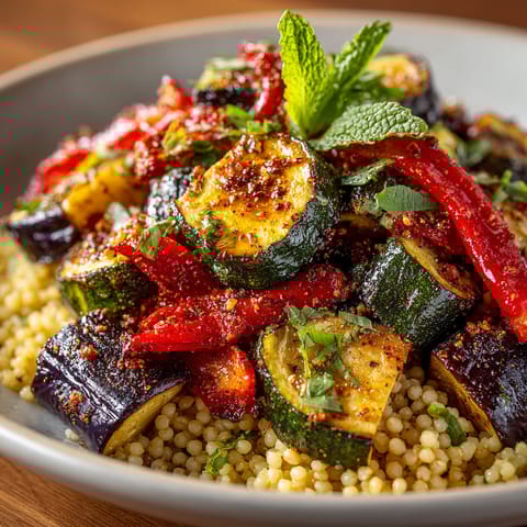 A bowl of food with a mint garnish.